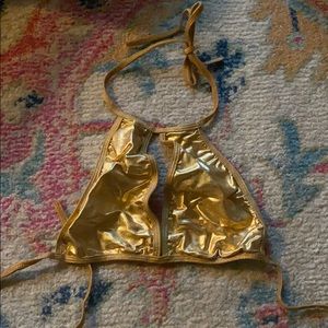 Keyhole Metallic Bra Top